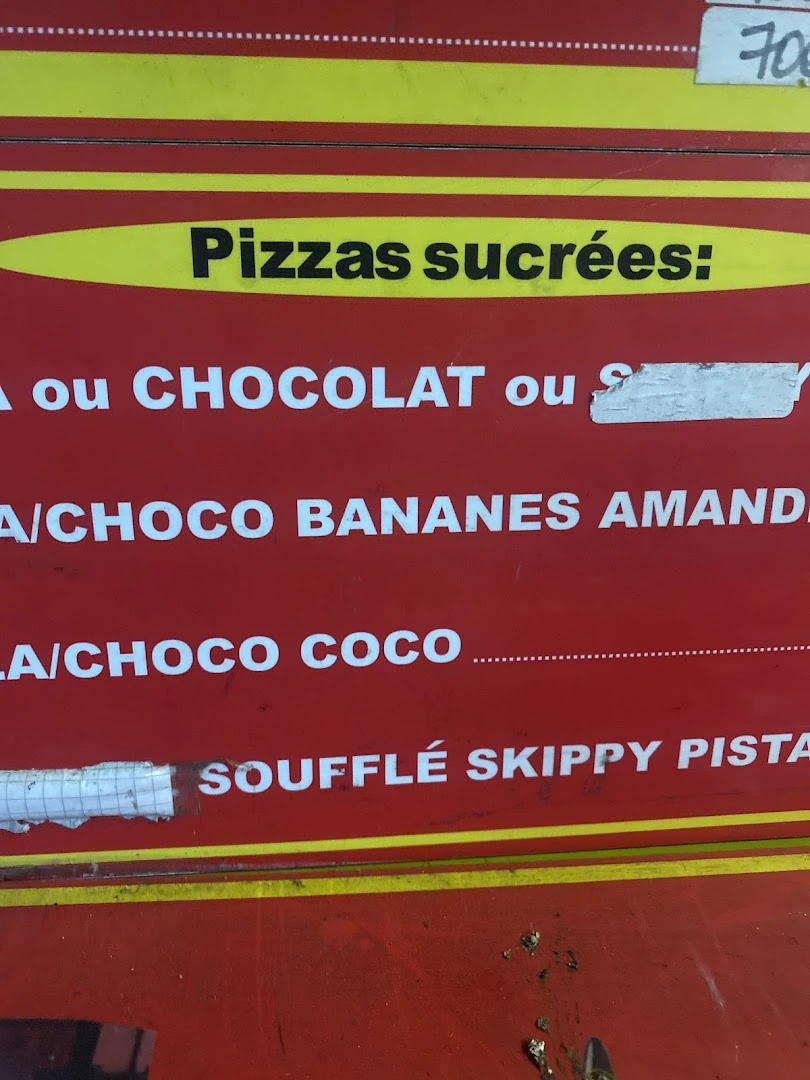 Carte des pizzas sucrées Rapido's, Nutella choco-bananes-amandes choco-coco